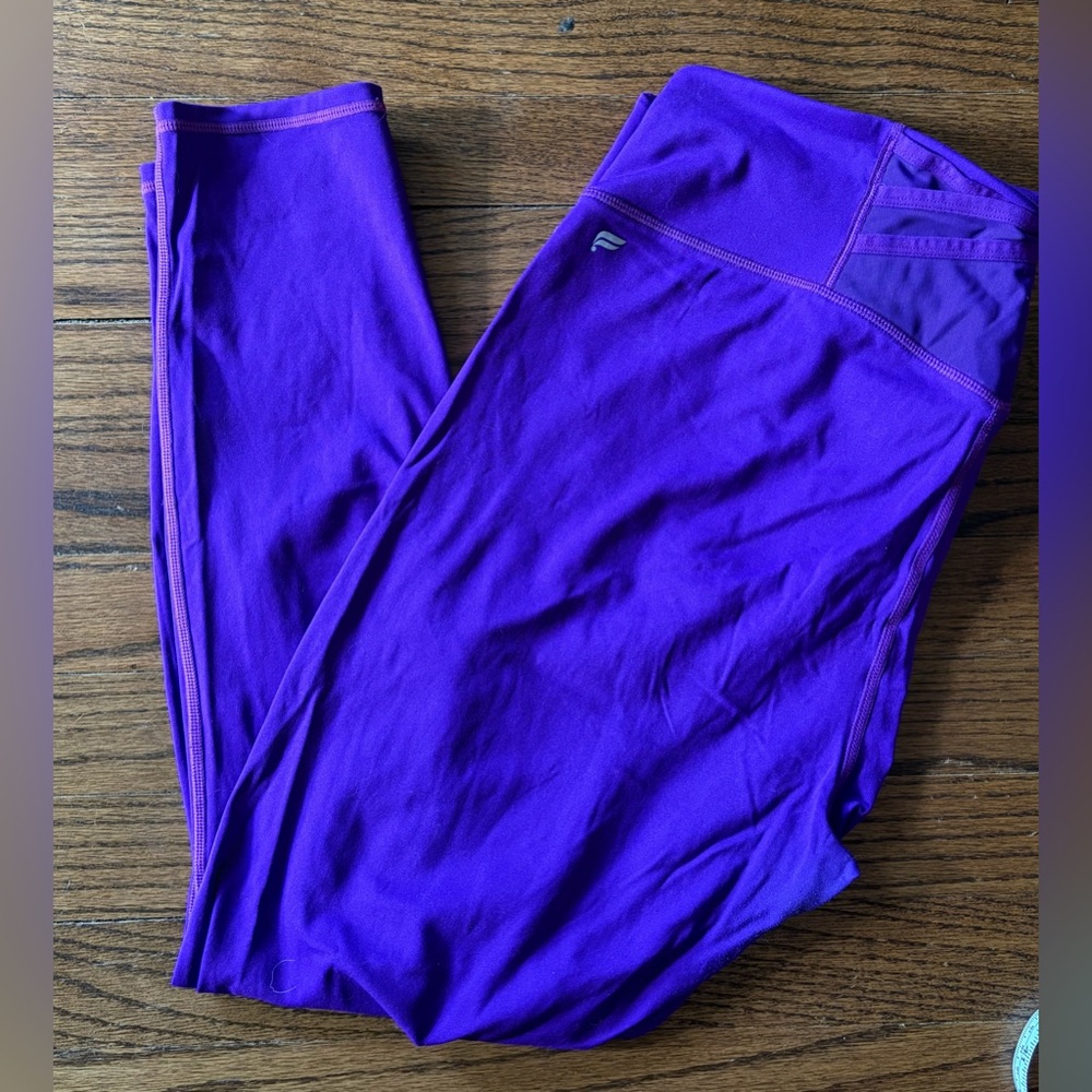 Purple Athletic Leggings with Subtle Logo